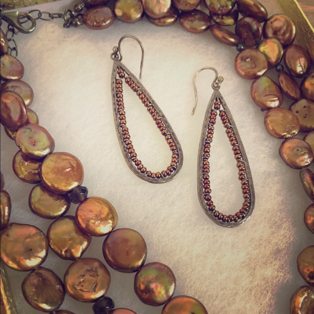 Brown necklace and earrings